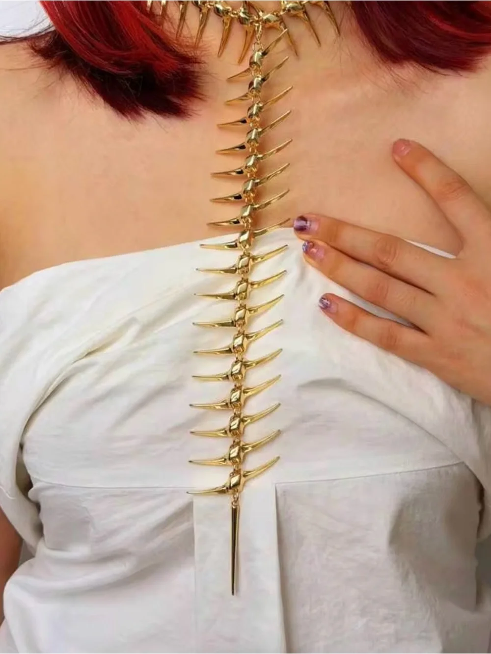 NEW! Gold Spine Back Necklace. Statement Jewelry A2-61